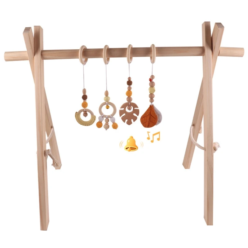 4x Wooden Baby Beads Leaves Newborn Children's Gym for Play Rack Hanging Ornament Decoration Kids Gift for Hom D5QA