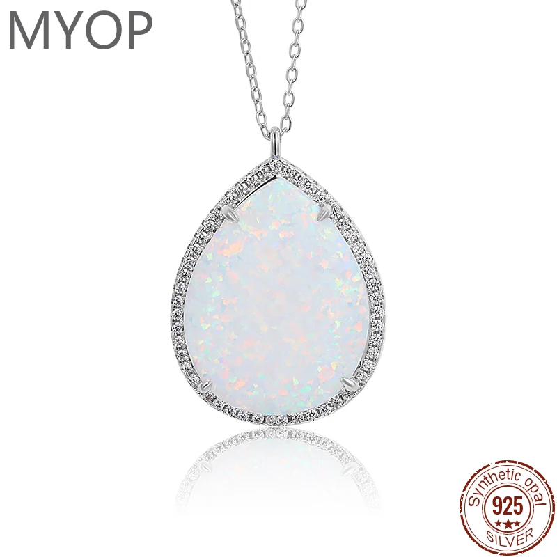 MYOP Synthetic OPAL Blue Pear-Shaped Necklace To Celebrate Christmas And Enjoy The Shining, Warm Winter Stories