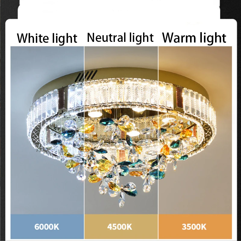 Light Luxury Crystal Bedroom Ceiling Lamp Originality Apartment Living Room Chandelier Modern Villa Indoor Decorate Luminaires