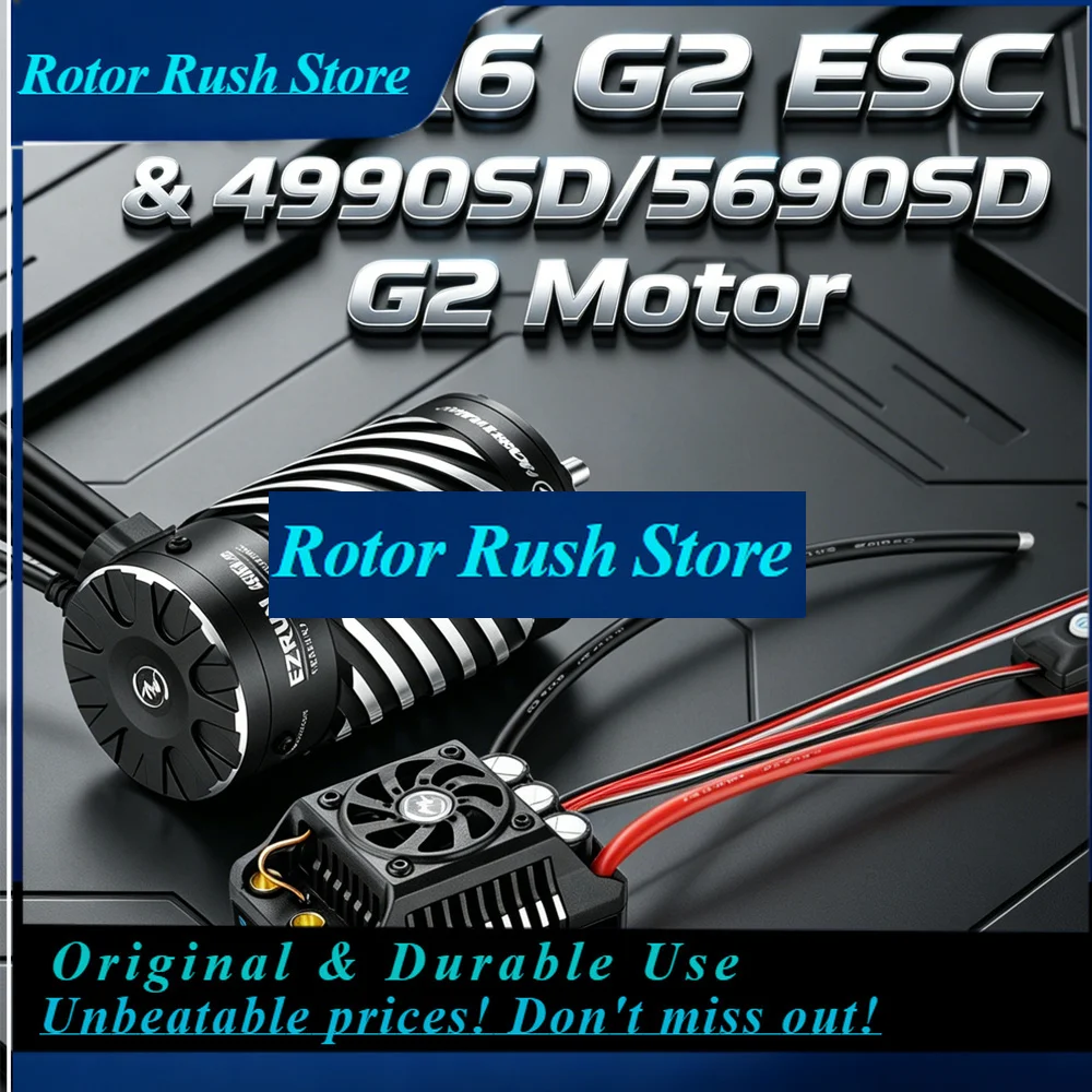 RoRuSHobbywing EzRun Max6 G2 200A 3-8S ESC 6V/7.4V/8.4V@8A BEC, 4990SD 1650KV/5690SD 1250KV 4-Pole Motor For 1/5 1/6 1/7 On-road
