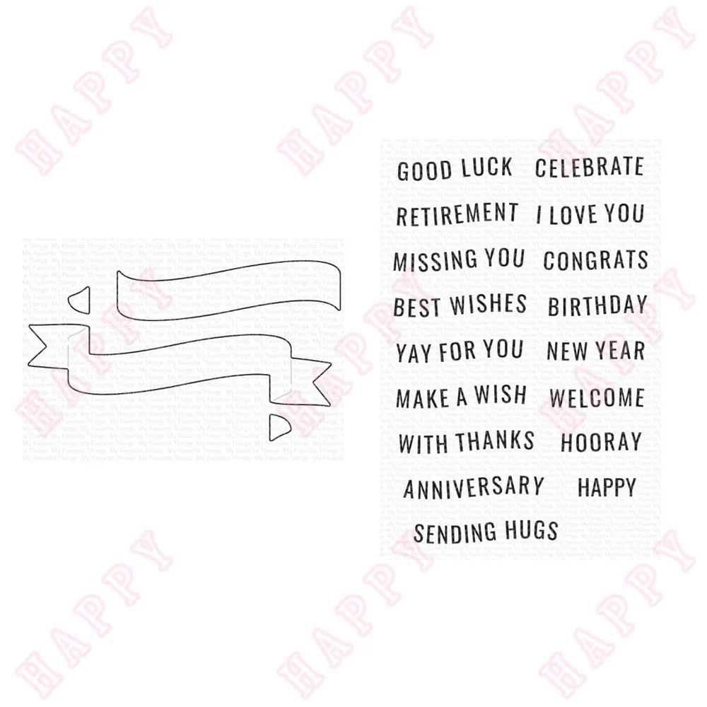 

Metal Cutting Dies Stamps Banner Day Celebrations Decoration DIY Scrapbooking Diary Album Paper Template Card Embossing Handmade