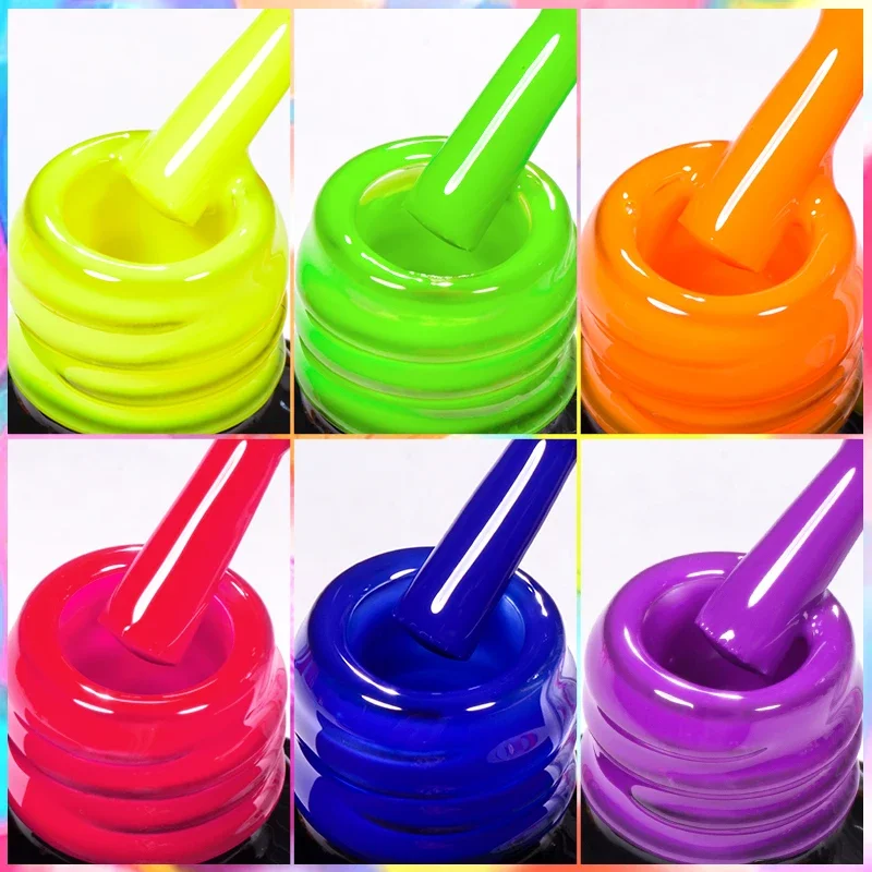 MEET ACROSS 7 ml Neon Fluoreszenz Gel Nagellack Sommer Candy Semi Permanent Lampe Lack Soak Off UV Gel Nail art Maniküre