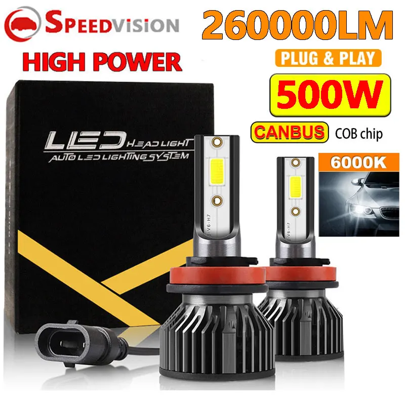 

H7 LED Headlight 500W 6000K 9005 HB3 HB4 9006 H1 H3 H8 H9 H11 880 881 H27 Bulb Canbus EMC LED H4 LED Car Headlight fog 24V Truck