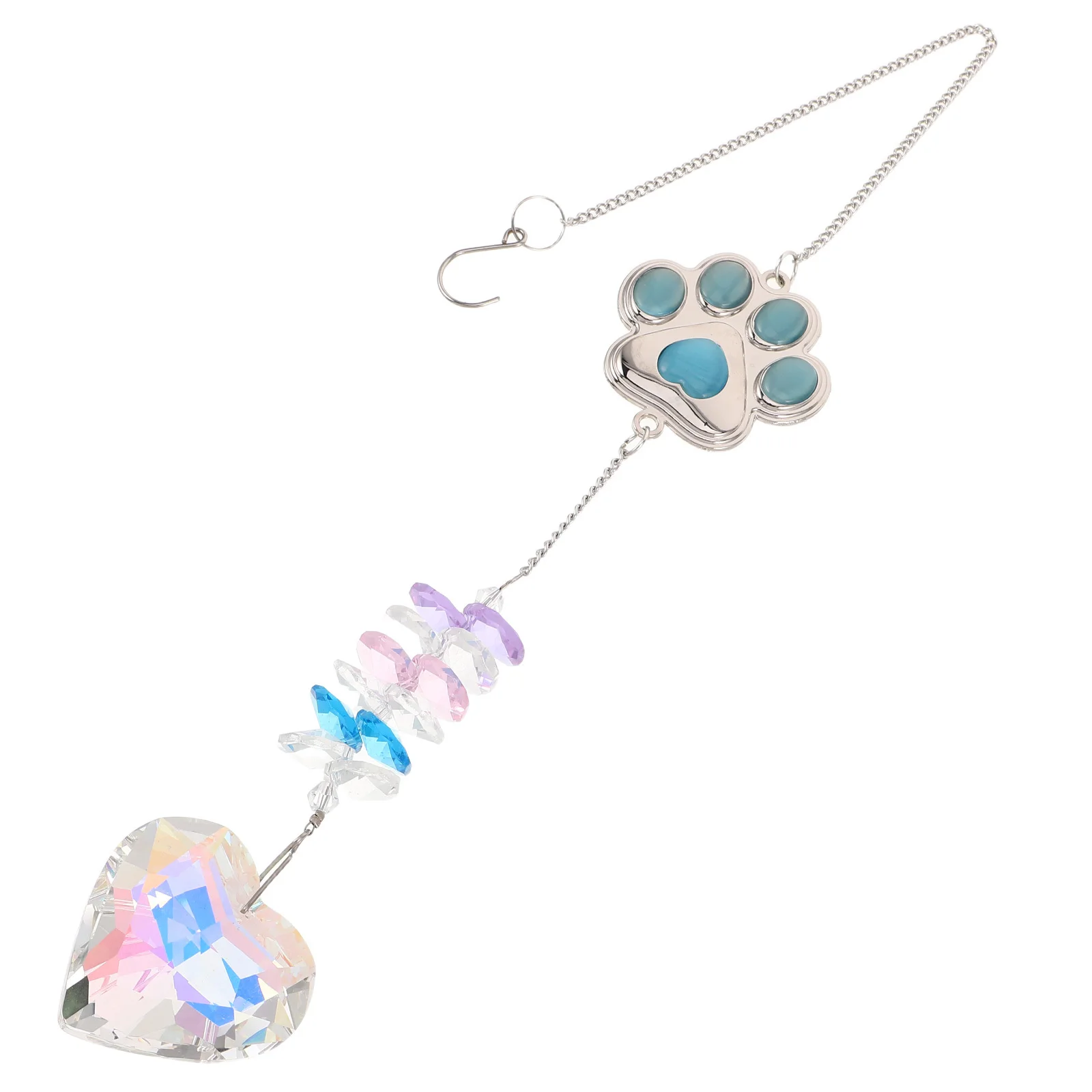 

Paw Print Wind Chimes For Outside Crystal Sun Catcher Hanging Ornament Dog Memorial Garden Decoration Light Diffuser Sky Blue