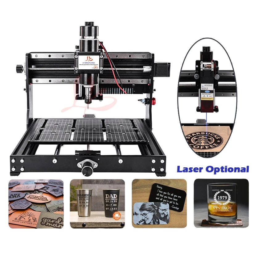 LY 3020Plus Offline Controller DIY CNC Laser Engraving Machine Marking Machine 500W Wood Router Mini Milling X Axis Square Rail