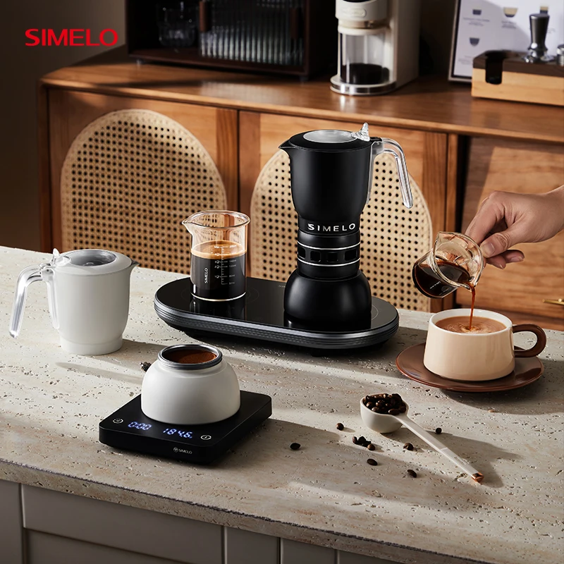 SIMELO High Pressure 3.5Bar Moka Coffee Pot Aluminum Dual Valve Espresso Mocha Kettle Italian Style Fresh Extract Coffee Maker