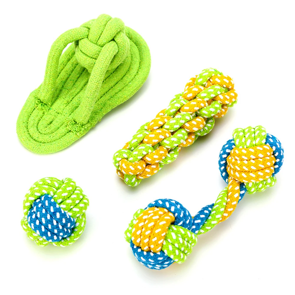 4 Style Dog Toy Chews Cotton Rope Knot Ball Grinding Teeth Odontoprisis Pet Toy Dog Bite Rope Toys Pet Grind Tooth Toys