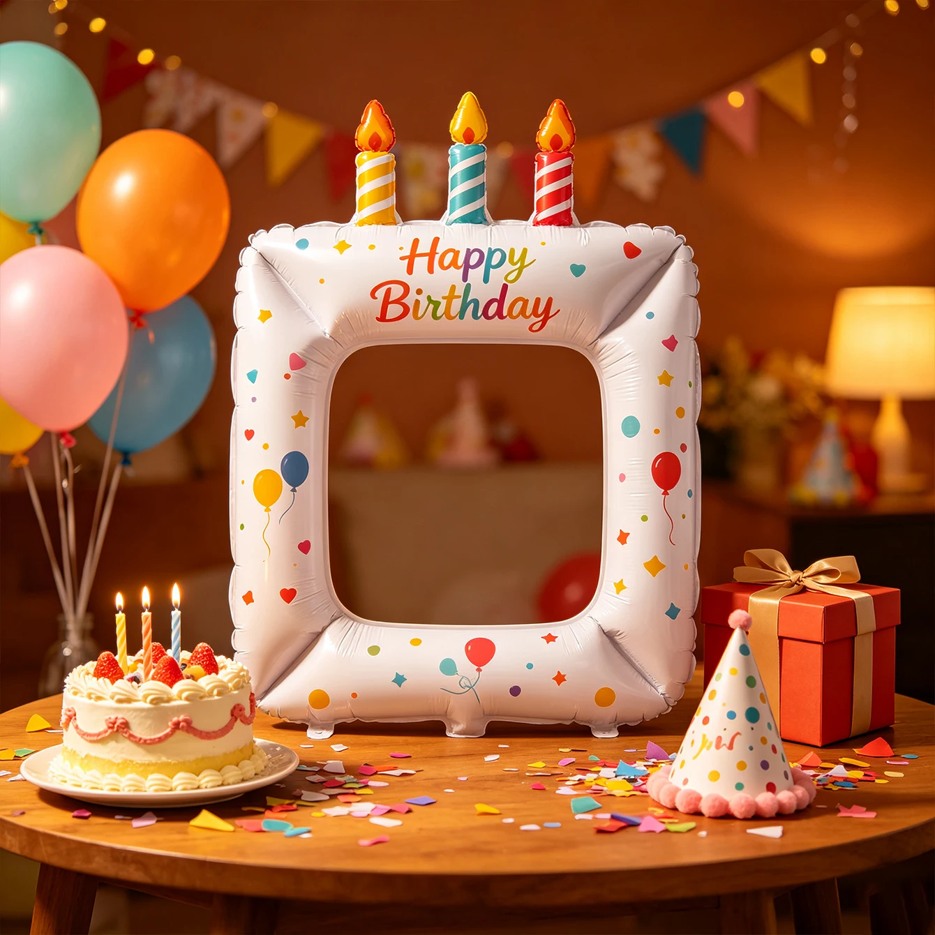 Ins Wind Internet-Promi-Fotorahmen, bedruckter Ballon, Happy Birthday Gruppenfoto-Requisiten, Feiertagsparty Aluminiumfolien-Dekoration – Detail 6
