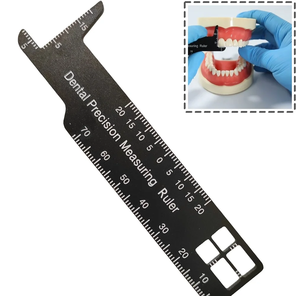 Dental Teeth Measuring Gauge Aluminum Alloy Precision Measuring Ruler for Photography Endodontic Instrument