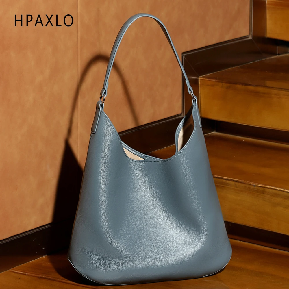 

Сумка на плечо из натуральной кожи растительного дубления в ленивом стиле, минималистичная сумка-тоут, большая вместительная сумка-ведро, sac de luxe femme