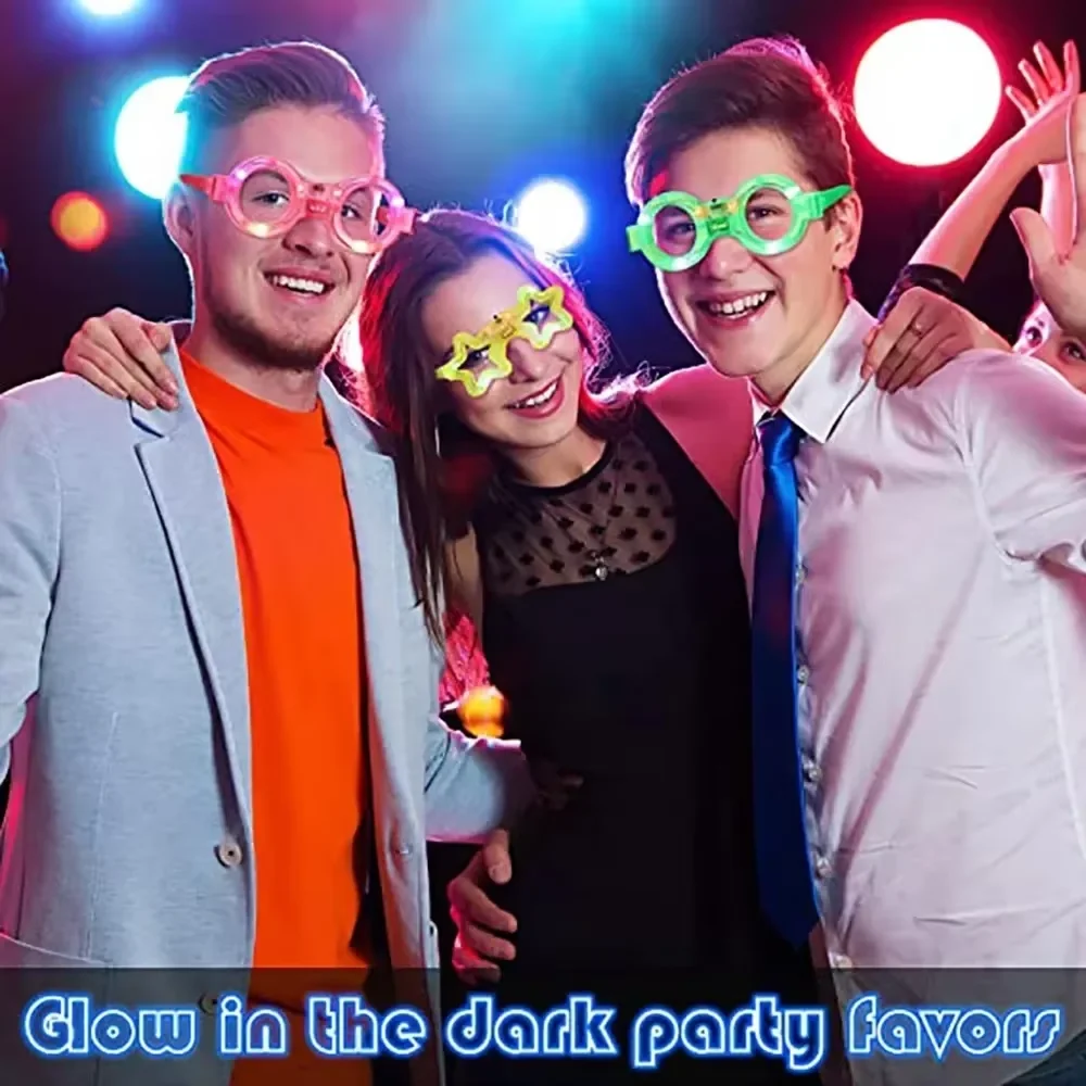 50/100/1000Pcs LED Glasses Light Up Eyeglasses Glow Glasses Glow in the Dark 6 Neon Colors for Kids Adults Wedding Party Favors