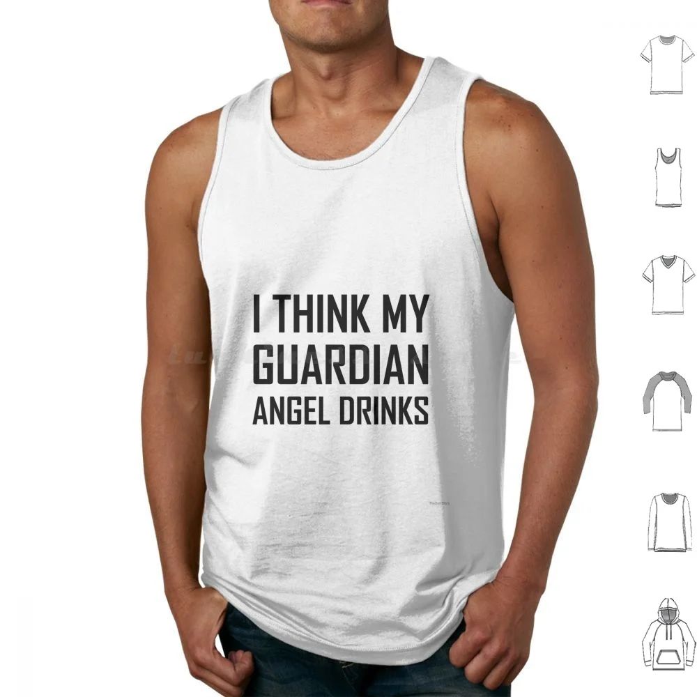 Guardian Angel Drinks Tank Tops Vest Sleeveless Guardian Angel Drink Drunk Funny Humorous Joke Injury Accident Prone Bad