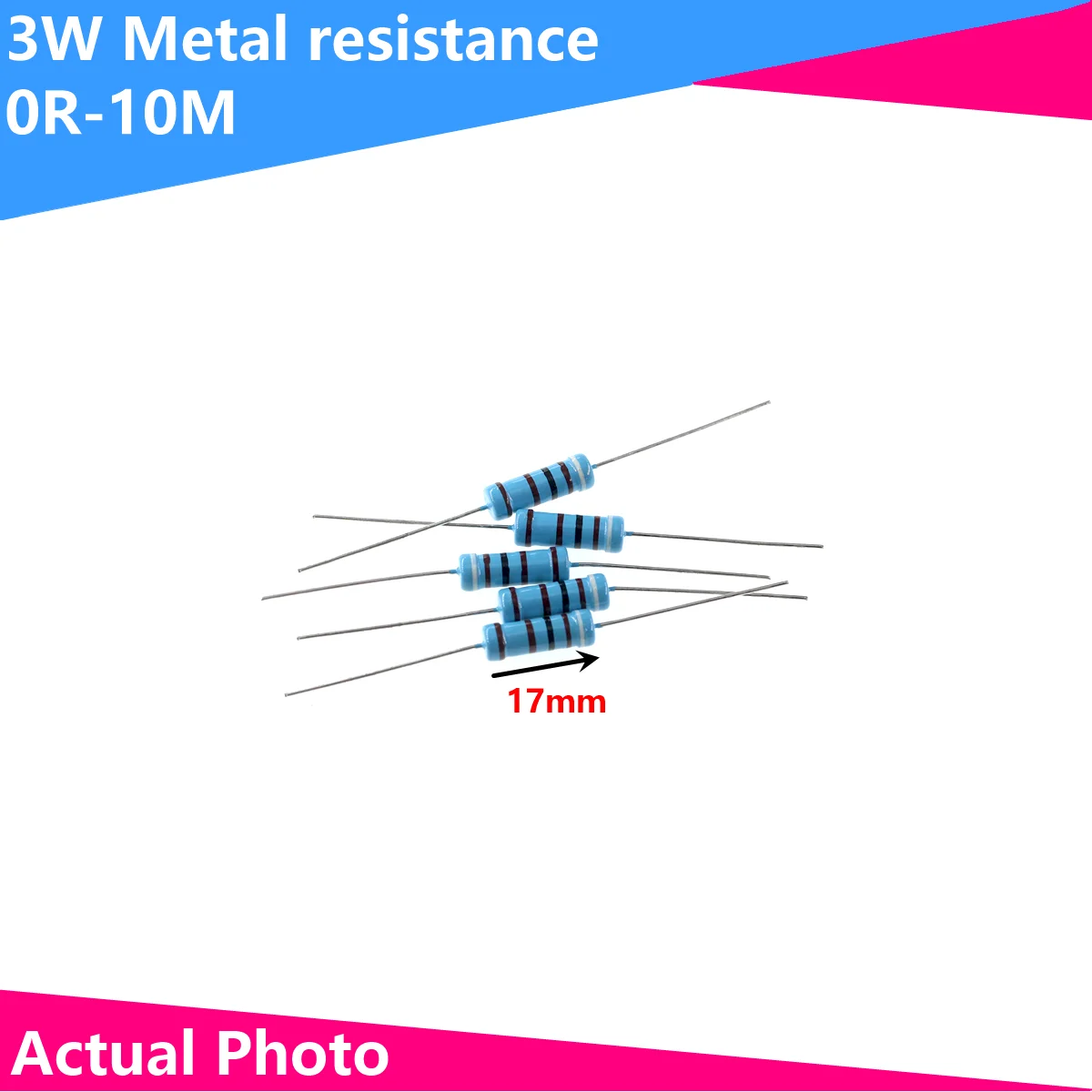 10PCS 3W resistor resistance Metal film 1R 2R 3R 4.7R 10R  33R 47R 100R 220R  470R 1K 2. 3.3K 4.7K 10K 22K 33K 100K-10M