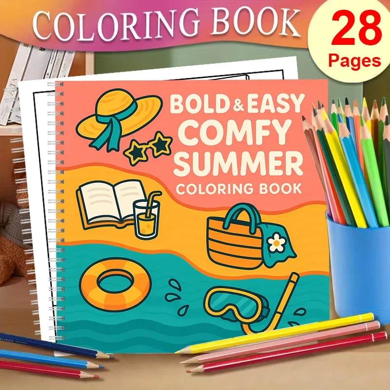 

Уютная летняя раскраска для взрослых, подарок на день рождения, принадлежности для школы, милая книга для рисования для взрослых