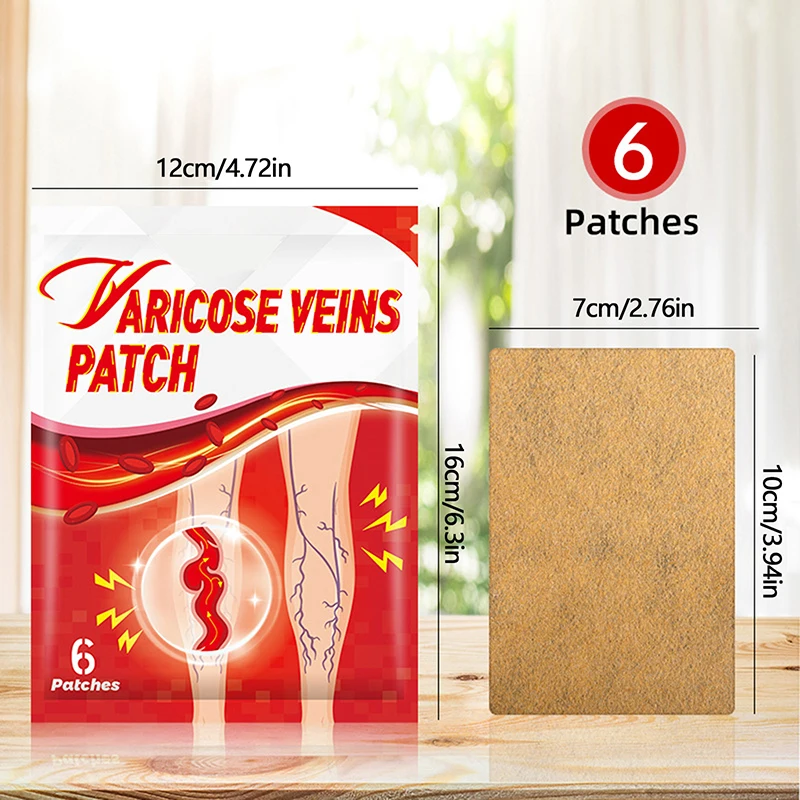 6 Patches/Pack Varicose Vein Patch External Plaster Shu Ning Patch Breathable Long-lasting Soothing Spider Leg Vein Care Patches