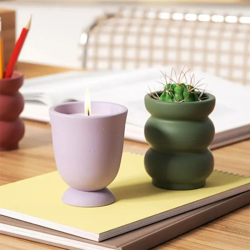 

Boowan Nicole Candle Vessel Concrete Silicone Mold for Handmade Cement Candle Jar Mould Succulent Plant Making Tools Home