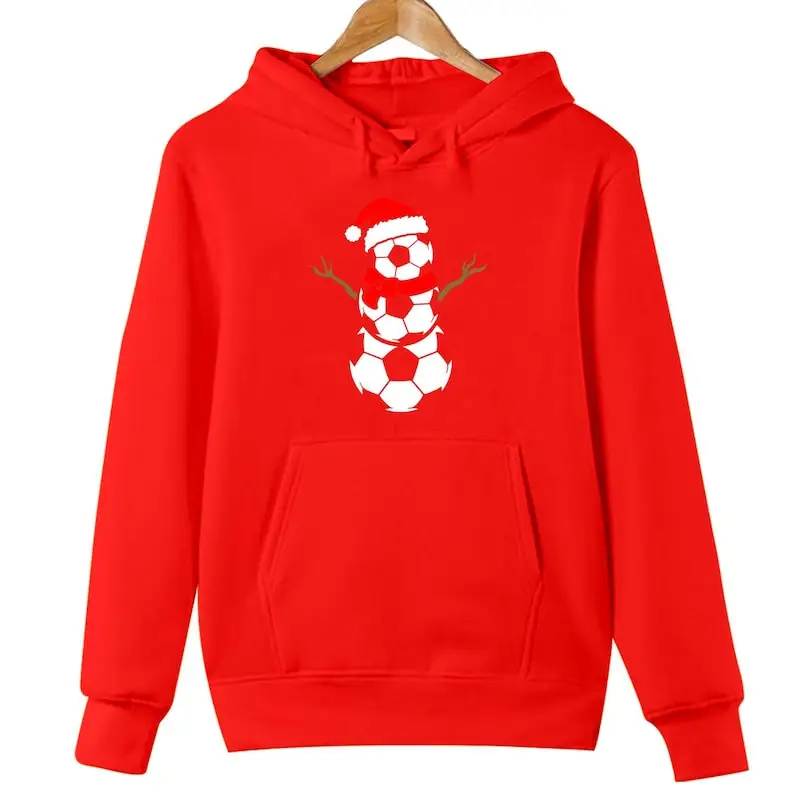 كرة القدم ثلج عيد الميلاد الرياضة رودولف الرنة سانتا قبعة هدية كرة القدم مضحك عيد الميلاد الشباب هوديي مطابقة هوديس هودي #5