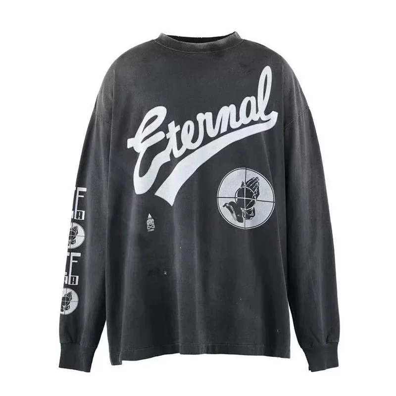 Saint Michael Oversized Eternal Longsleeve Sweatshirt Oversized Black Washed Men’s T Shirts