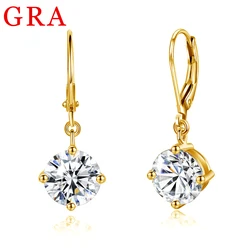 Redwood Brand Total Is 2.4ct 7mm Round Cut Moissanite Drop Earrings With Certificate Wedding Partry Jewelry For Women Trend Gift