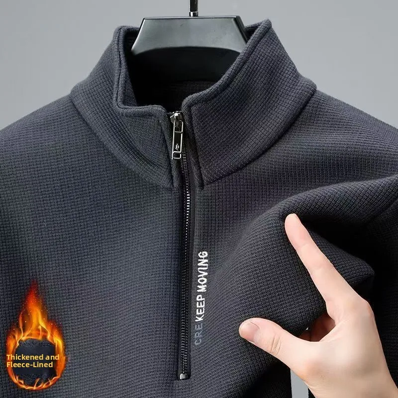 

Мужская толстовка с капюшоном на молнии Fce Lined Thiened f, зимняя теплая повседневная длинная толстовка с воротником-стойкой Sve Base irt Top, свободная посадка, прямая...