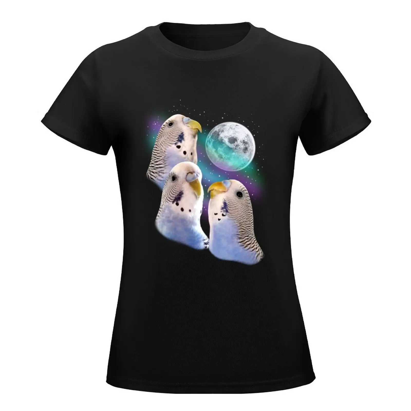 Three Keet Moon T-Shirt summer clothes Aesthetic clothing oversized Top Women