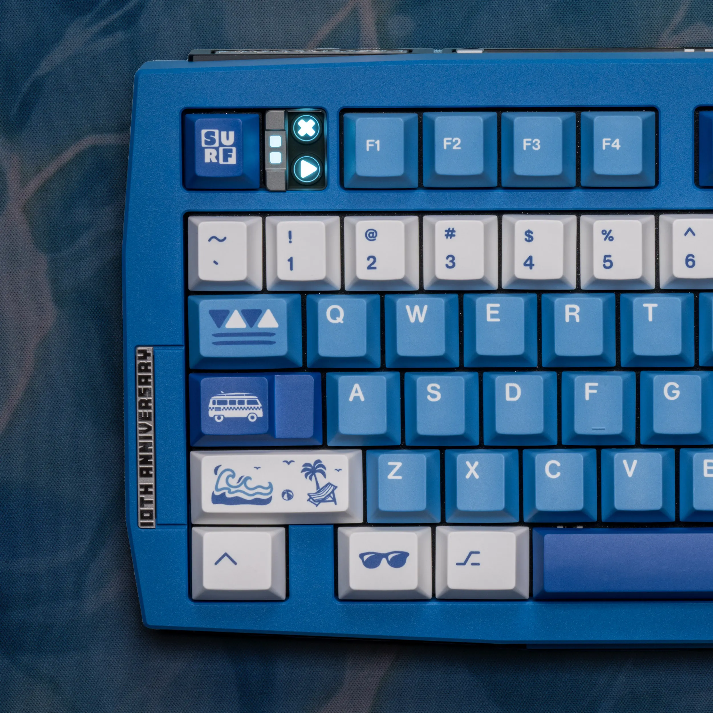 Blue Surfing Themed Keycaps Set PBT Cherry Profile Sublimation Custom Original Handmade for Mechanical Keyboard Accessories DIY