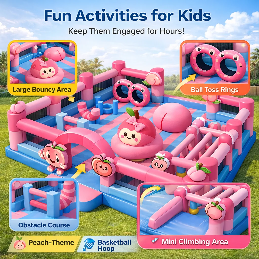Commercial Cartoon Multi Play Bounce House Obstacle Slide Combo Inflatable Playhouse PVC Custom Supplier For Party Rental Events