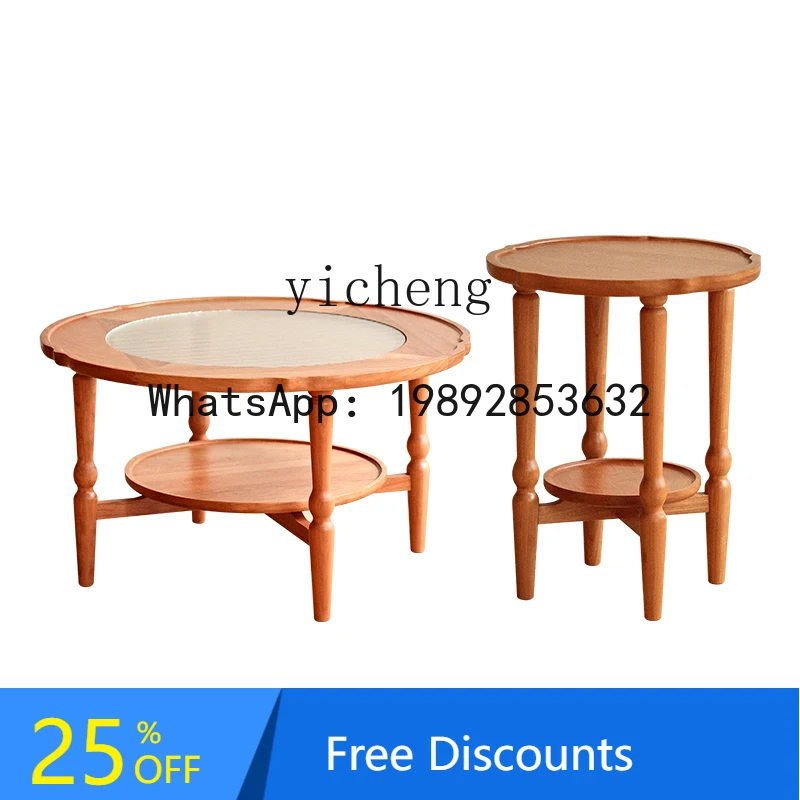 AB  solid wood coffee table small apartment sofa round edge few  living room balcony small tea table