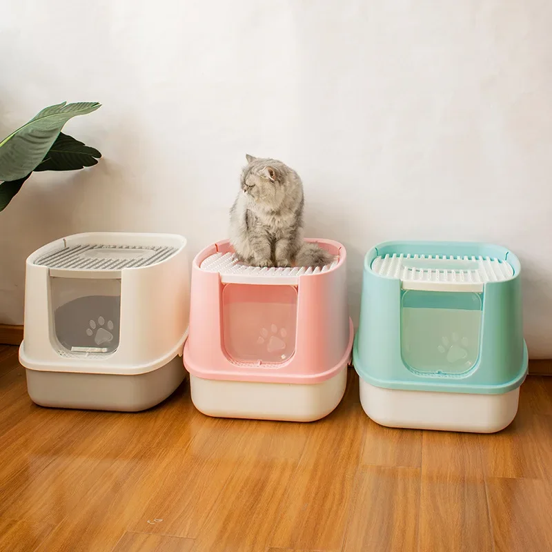 Fully Enclosed Cat Litter Box Extra Large Easy To Clean Deodorizing Cat Toilet Large Removable Cat Litter Shovel