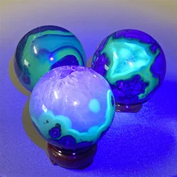 Natural Gemstone Volcanic Agate Energy Ball Polished Flash Healing Crystal Ball Reiki Ornament Home Decor Aquarium Gift