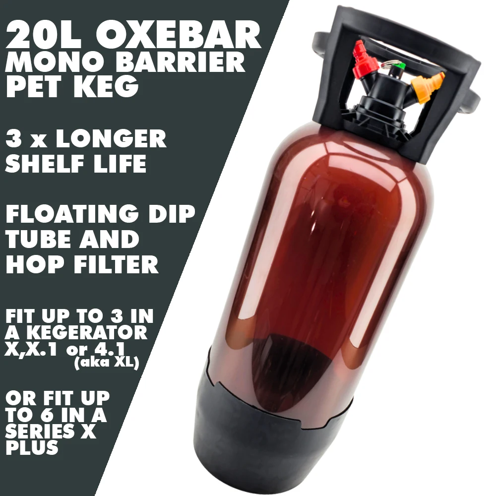 Kegland 20L Oxebar Amber PET Keg (640mmx235mm) Fermenter Tank Container Commercial Home Brewing