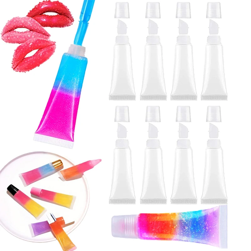 10 Uds. Tubo de lápiz labial vacío de 8ml /10cm/15ml, bálsamo labial, tubo suave, maquillaje, contenedor de brillo de labios transparente, tubos de brillo de labios vacíos