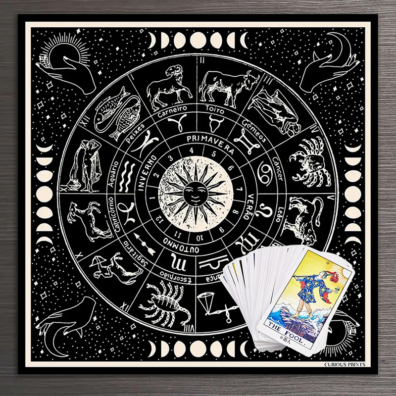 Sun Moon Phases Tarot Altar Decoration Witchcraft   Mat  Tablecloth Zodiac Astrological  Butarot