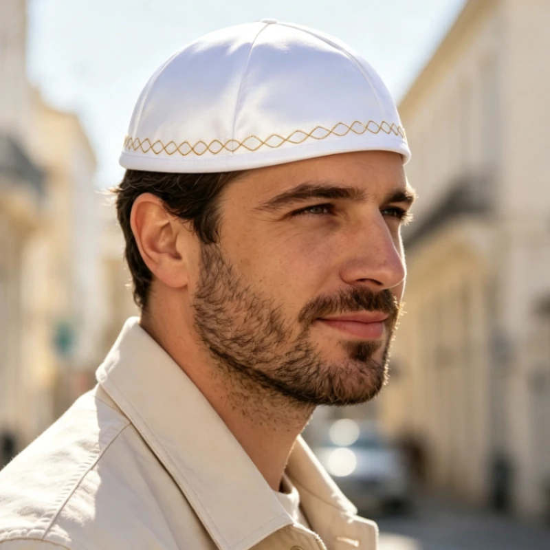 Kippah Judaica de Cetim Branco - Skull Cap Helmet Liner avaliação e preço