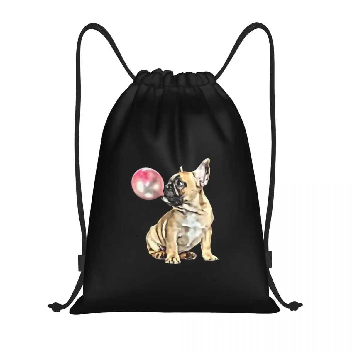 Custom French Bulldog Bubblegum Drawstring Bags for Training Yoga Backpacks Women Men Sports Gym Sackpack