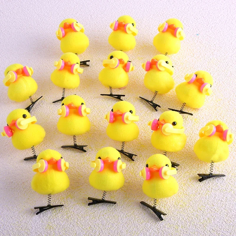 10/20/50/100Pcs/Lot  Cute Yellow Duck Hair Clips Women Girls Lovely Duckbill Clip 3D Little Yellow Duck Hairpin Plush Hairpin