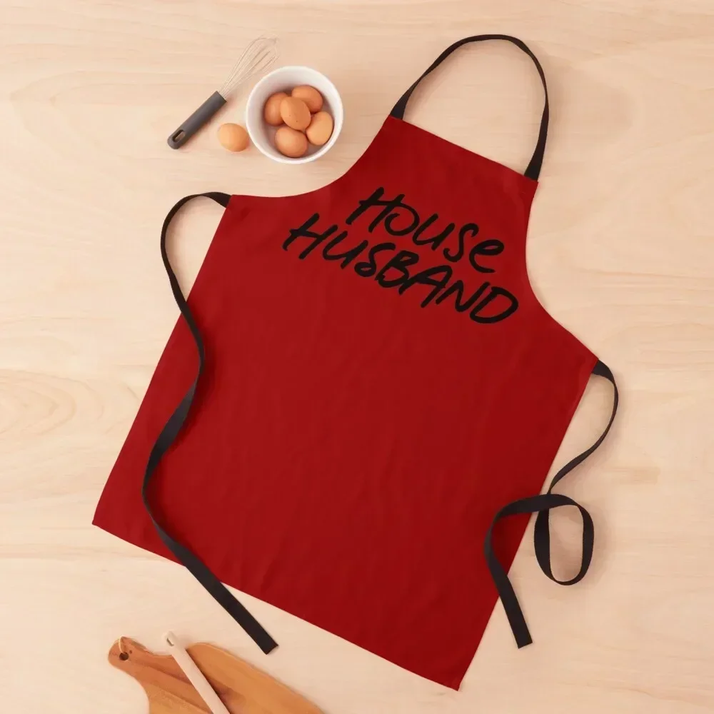 House Husband Handwritten Black Apron New year's kitchen clothes for men Children'S Apron