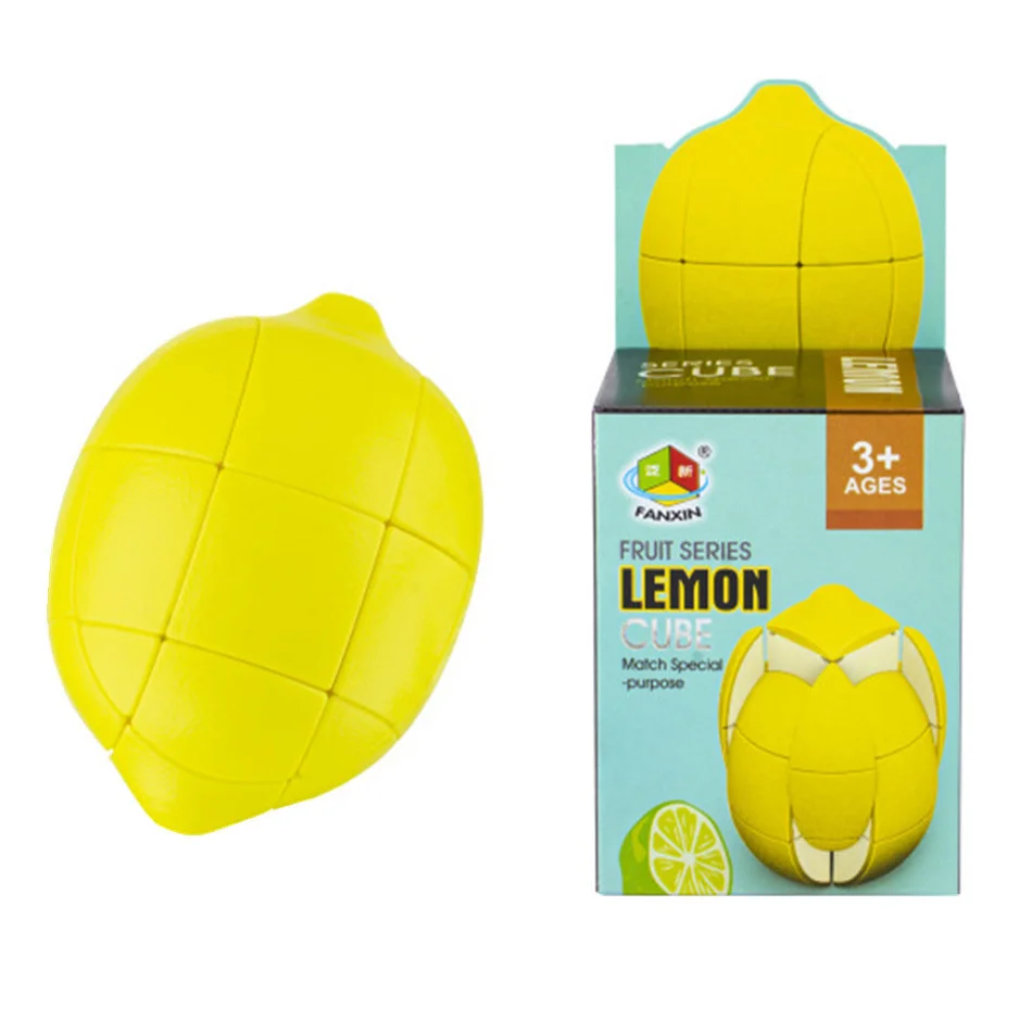 FanXin-Fruit Magic Cube Puzzle Game, Cubing Velocidade, Brinquedos Engraçados, Profissional Stickerless, 3x3 Pêra, Pêssego Laranja e Limão