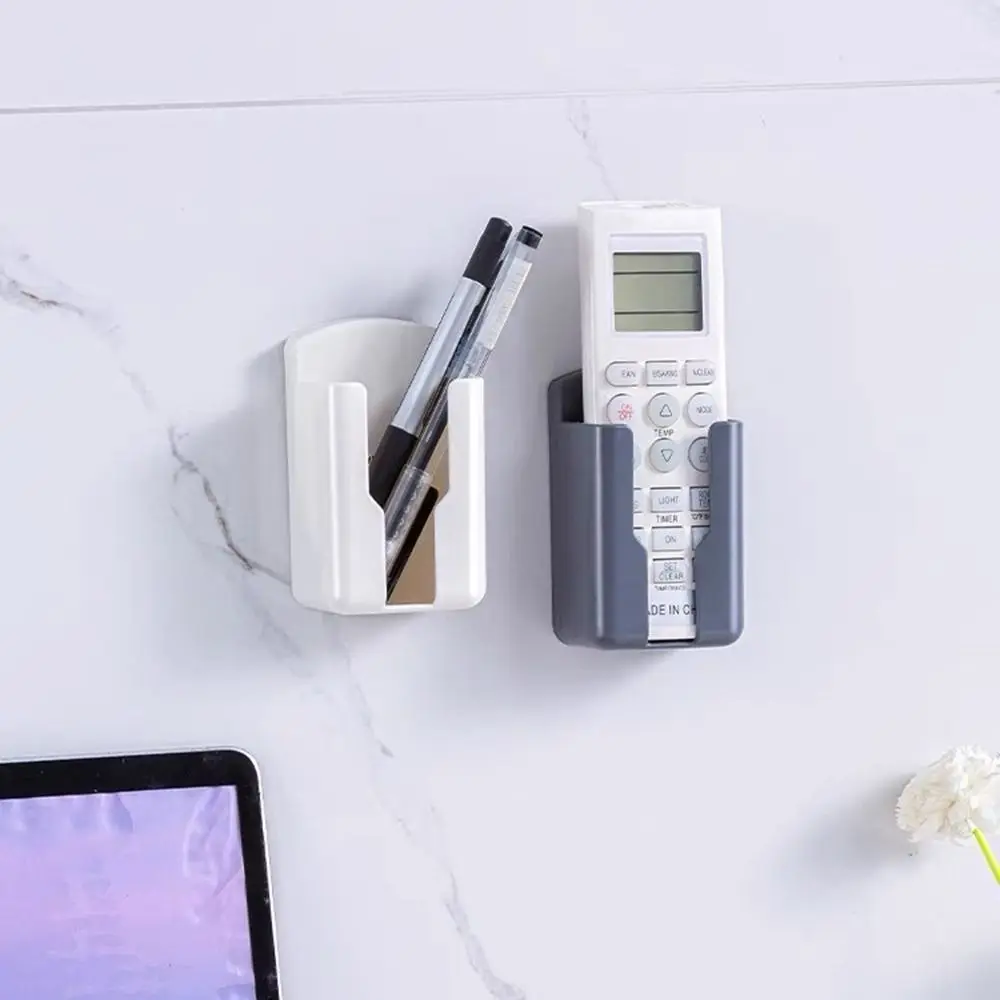 Plastic Air Conditioner Remote Control Holder Self Adhesive Wall Mounted Mobile Phone Plug Holder Waterproof Space Saving