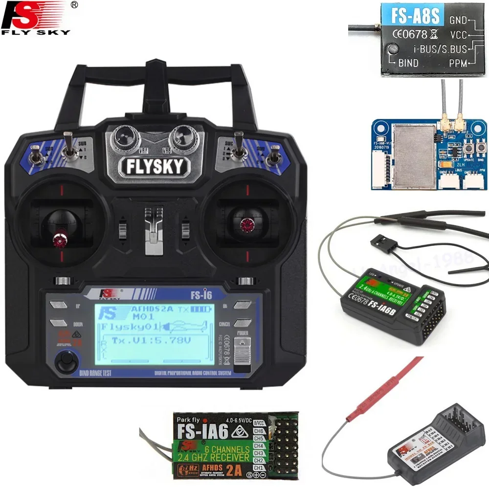 

FlySky FS-i6 2.4G 6CH AFHDS RC Transmitter With FS-iA6 FS-iA6B Receiver for Airplane Heli UAV Multicopter Drone