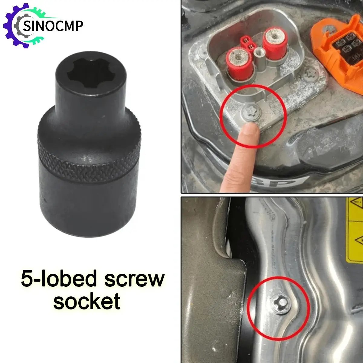 

Battery Cover Car Special Tools for Tesla Dismantling Socket Wrench Replace New Auto Parts Pentagonal Large-lobe E-type Socket