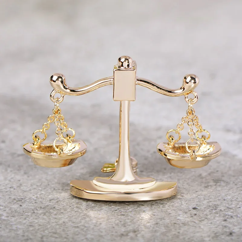 Blucome Trendy Balance Brooch Gold Color Jewelry For Women's Children Clothing Backpack Scarf Suit Pins Constellation Badge Gift view 6