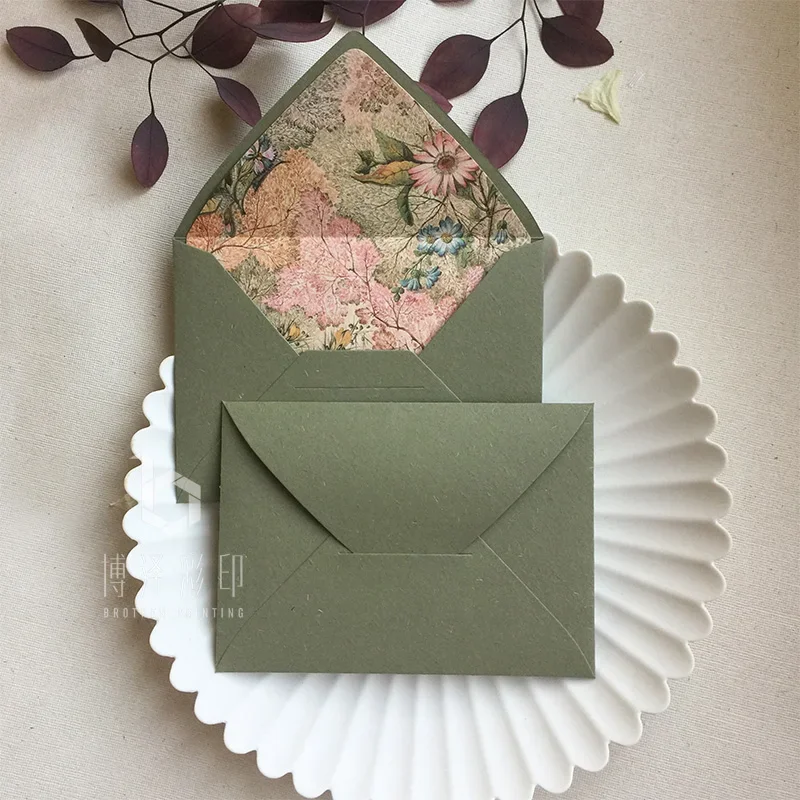 Flowers and Earth Paper Vintage Green Envelope 115mm X160mm Gift Envelope Wedding Invitation Envelope