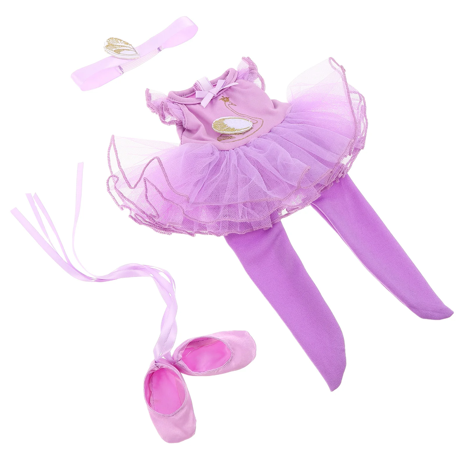 

1 set 1 Set 14Inch Ballet Outfit Ballerina Tutu Dress Shoes Headband Dance Costume Clothes Accessories Cute Dancewear Princess