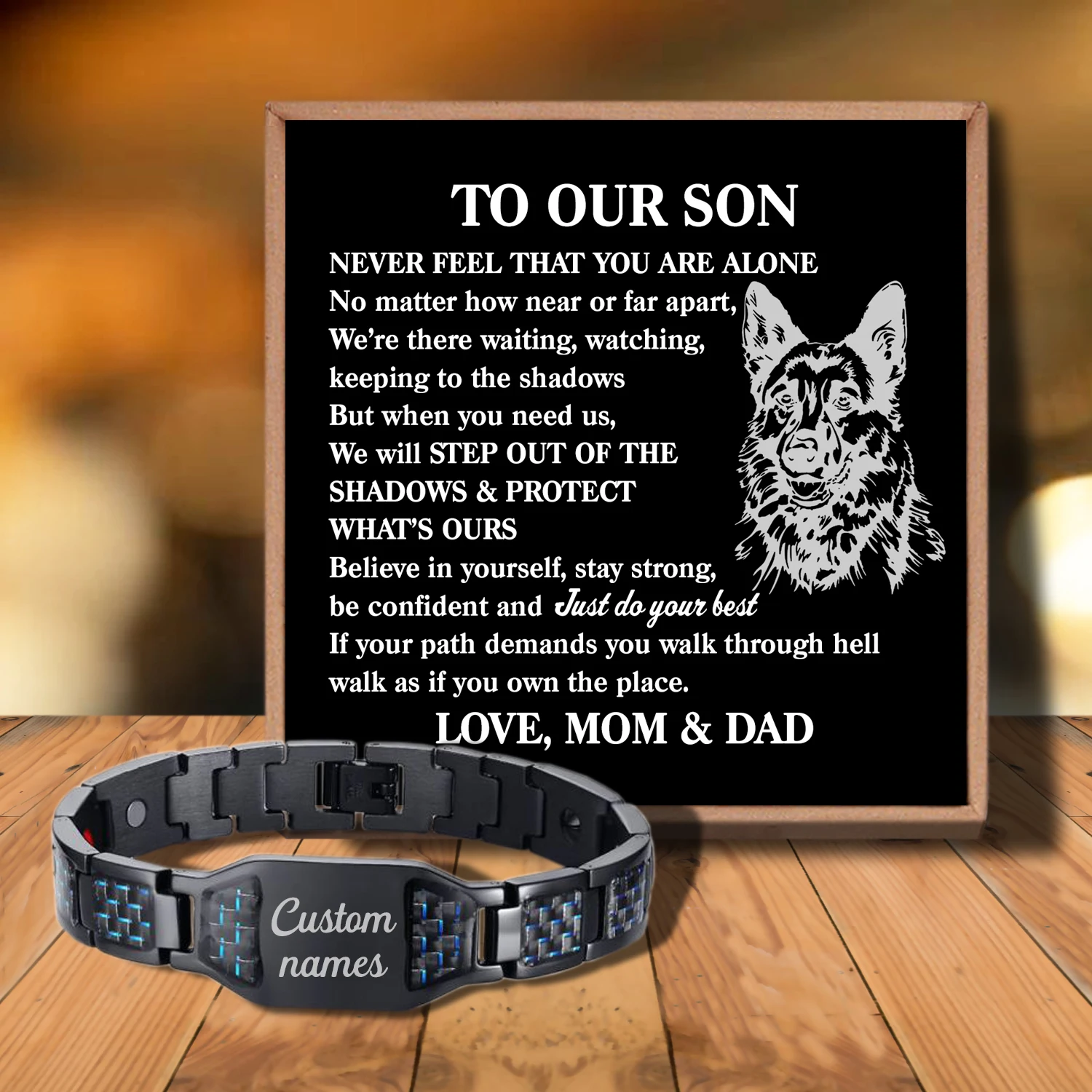 

Sac3030 To Our Son We Closed Our Eyes For from Love Mom Dad Customizable Message Card Bracelet for Birthday Anniversary Holiday