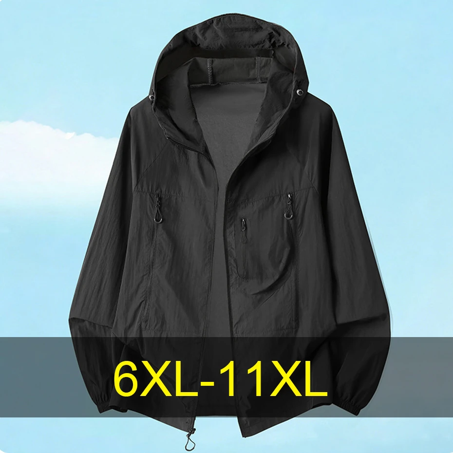 

Summer Thin Jacket Men 11XL 10XL Plus Size Sunscreen Jacket Breathable Fashion Casual Mesh Breathable Jackets Male Big Size