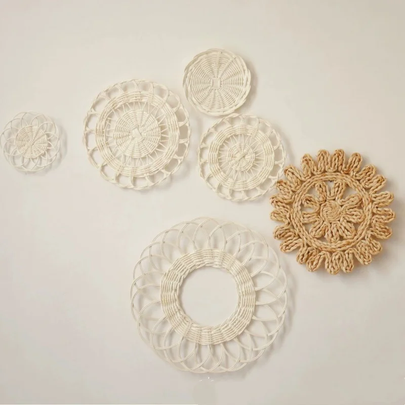 

New Nordic Bohemian Rattan Wall Hanging - Handwoven Lightweight Decor for Living Room Bedroom Boho Home