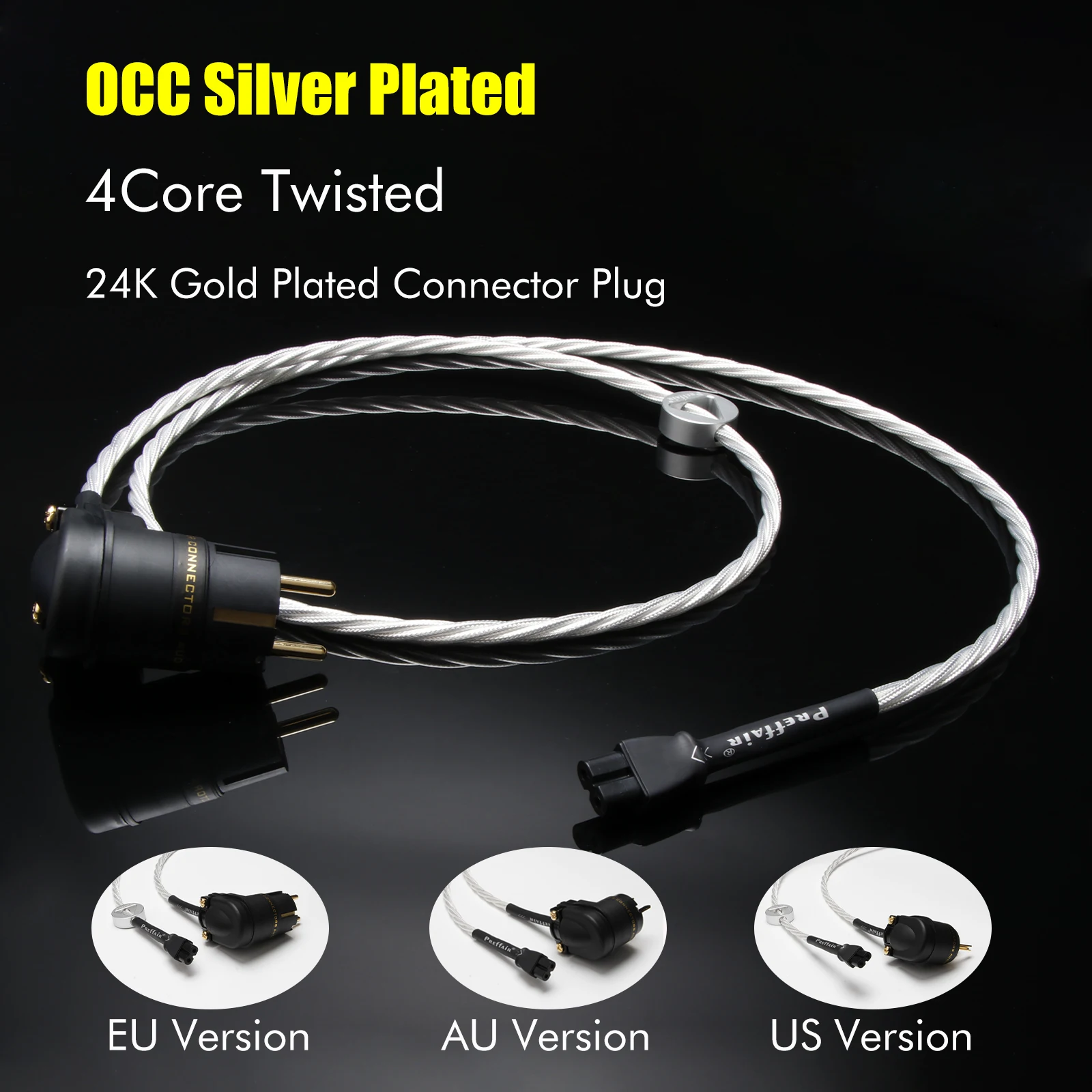 HIFI Audio Mini 8 Female AC Power Cord 7N OCC Silver Plated Figure8 EU Version 90Degree Power Plug Cable EU/US/AU Power Cable