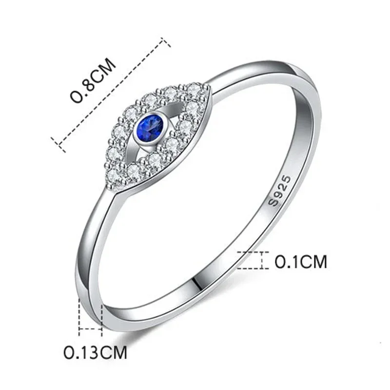 TONTGZHE, anillo de Plata de Ley 925 auténtica con dije de mal de ojo, anillos de boda de circonia cúbica azul para mujer, joyería de pavo de la