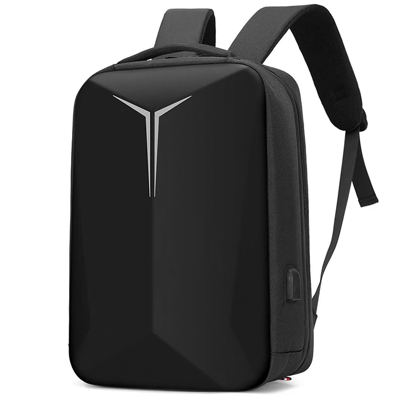 Men Black Hard Shell Business Leisure Travel Multifunctional Computer Backpack With Charging Port Waterproof Breathable Durable